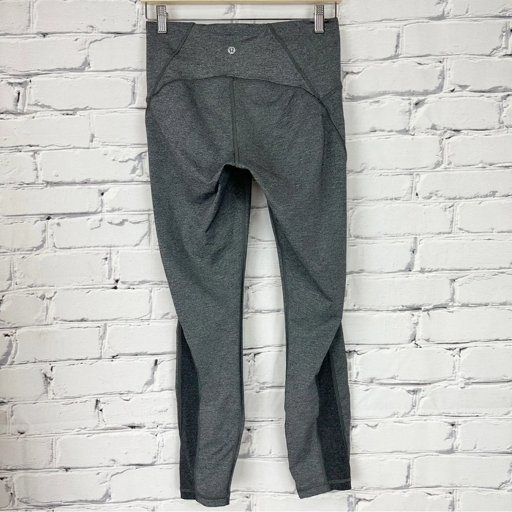Lululemon Train Times 7/8 legging Heathered Black Gray Size 8 Workout Gym